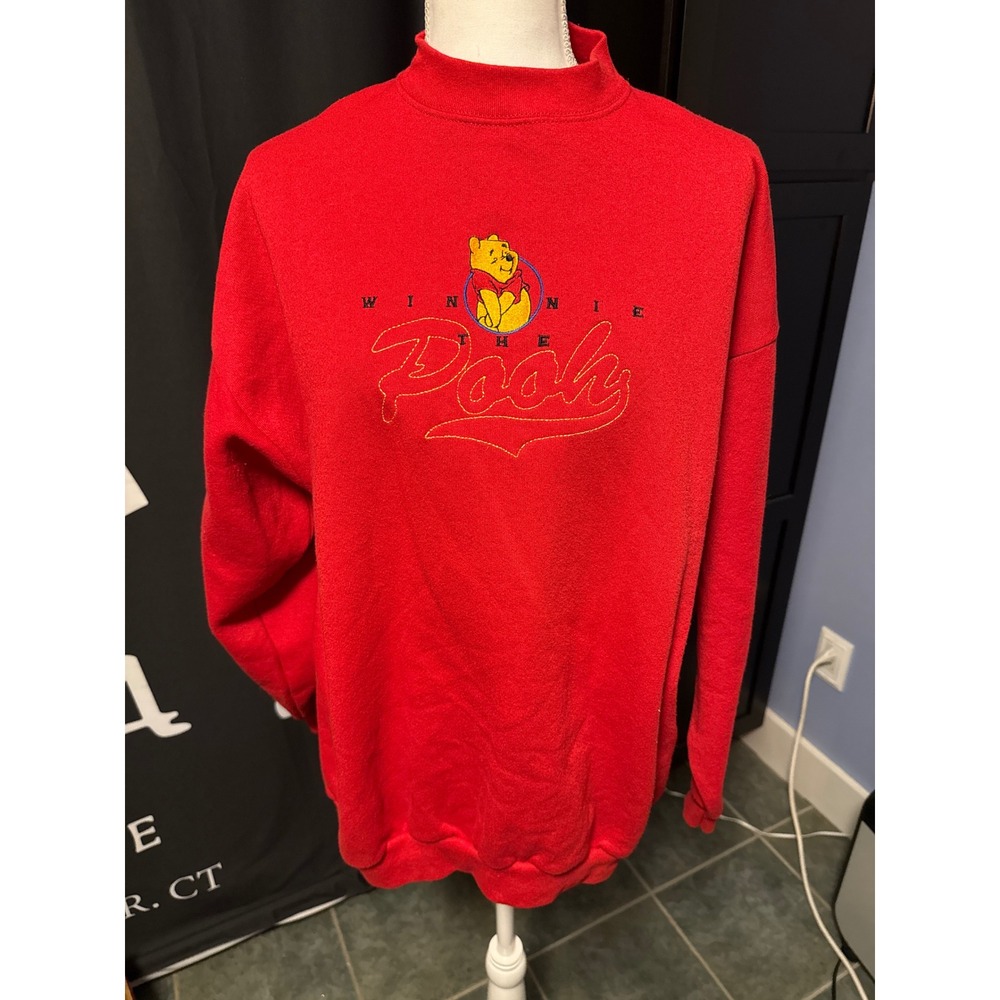 Vintage Disney Winnie the Pooh Red Mock Neck Sweatshirt Brazos Sportswear XL